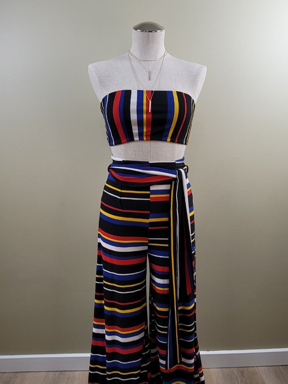 Go Jane Stripe-Out Top & Palazzo Pant Set Red - S | Black White Red Two-Piece